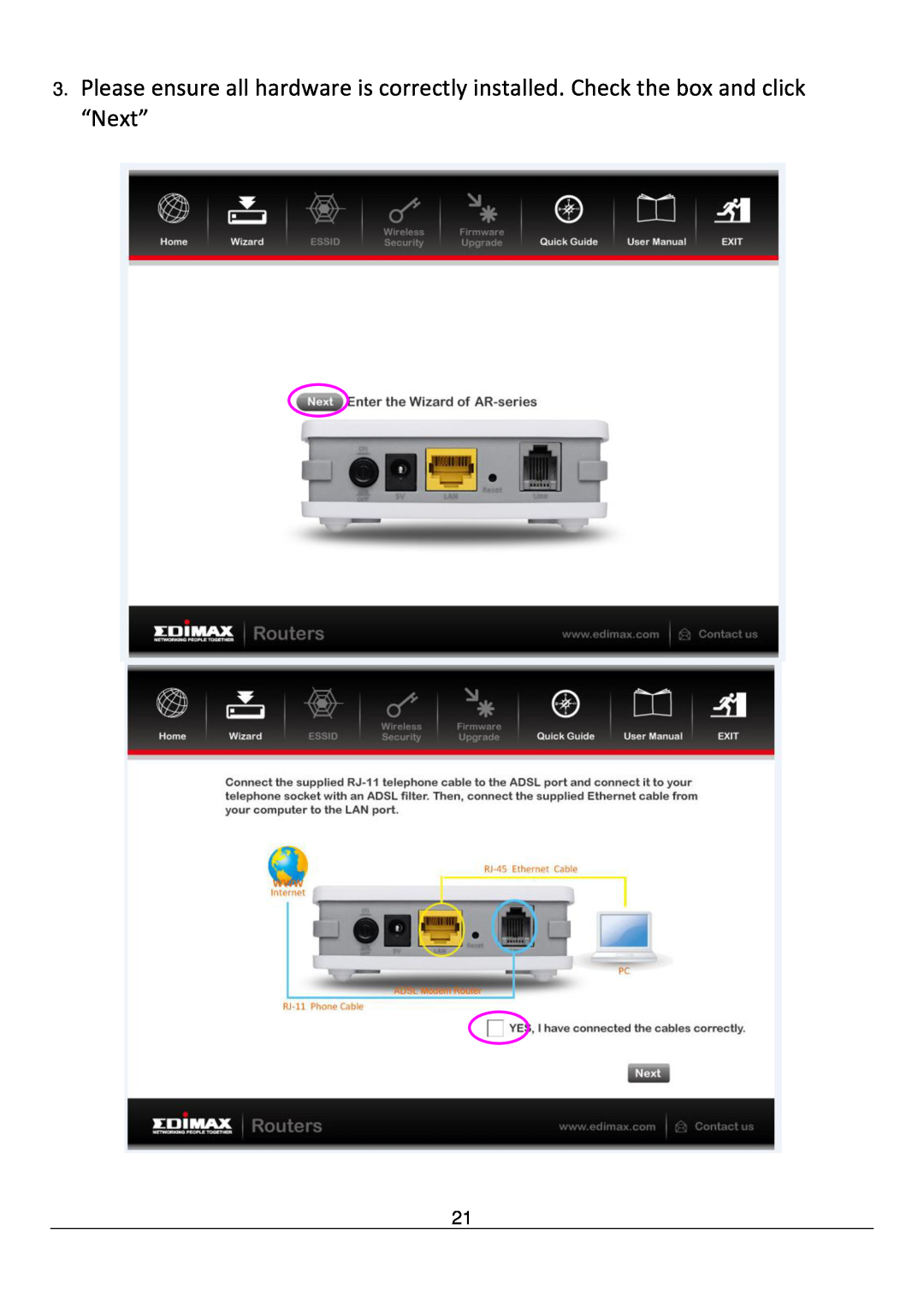 Edimax Technology AR-7211B V2 manual “Next” 