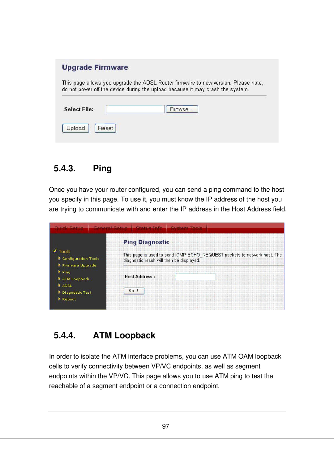 Edimax Technology AR-7266WNA, AR-7266WNB manual Ping, ATM Loopback 