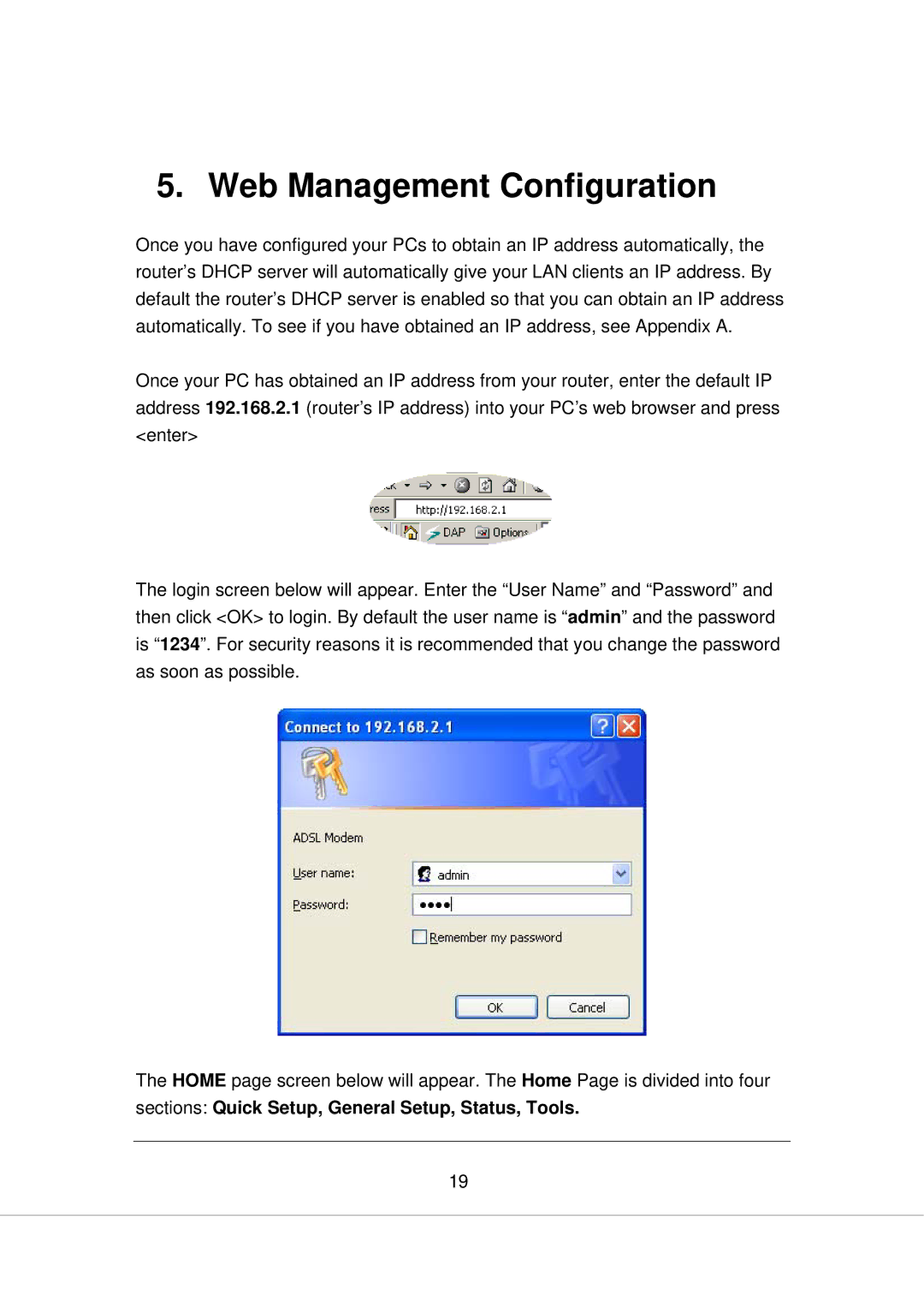 Edimax Technology AR-7266WNA, AR-7266WNB manual Web Management Configuration 