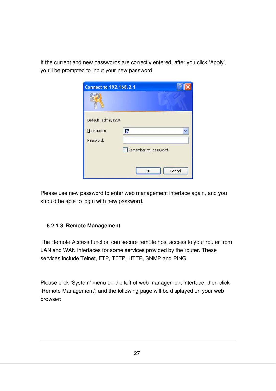 Edimax Technology AR-7266WNA, AR-7266WNB manual Remote Management 