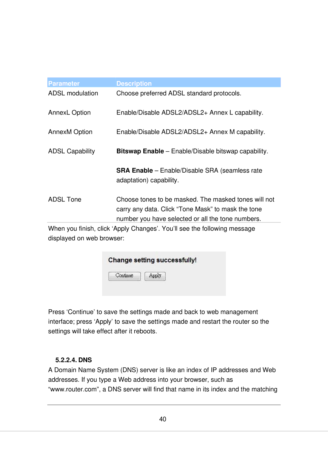 Edimax Technology AR-7266WNB, AR-7266WNA manual Dns 