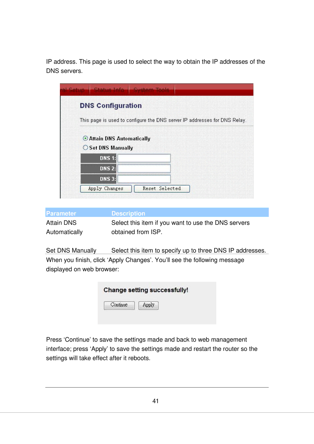 Edimax Technology AR-7266WNA, AR-7266WNB manual Parameter Description 