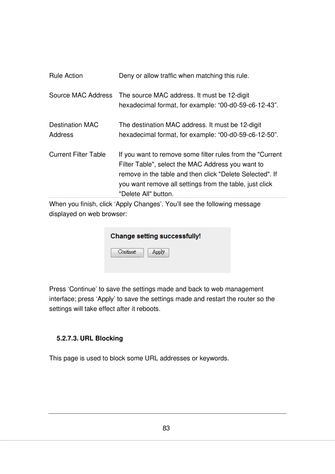 Edimax Technology AR-7266WNA, AR-7266WNB manual URL Blocking 