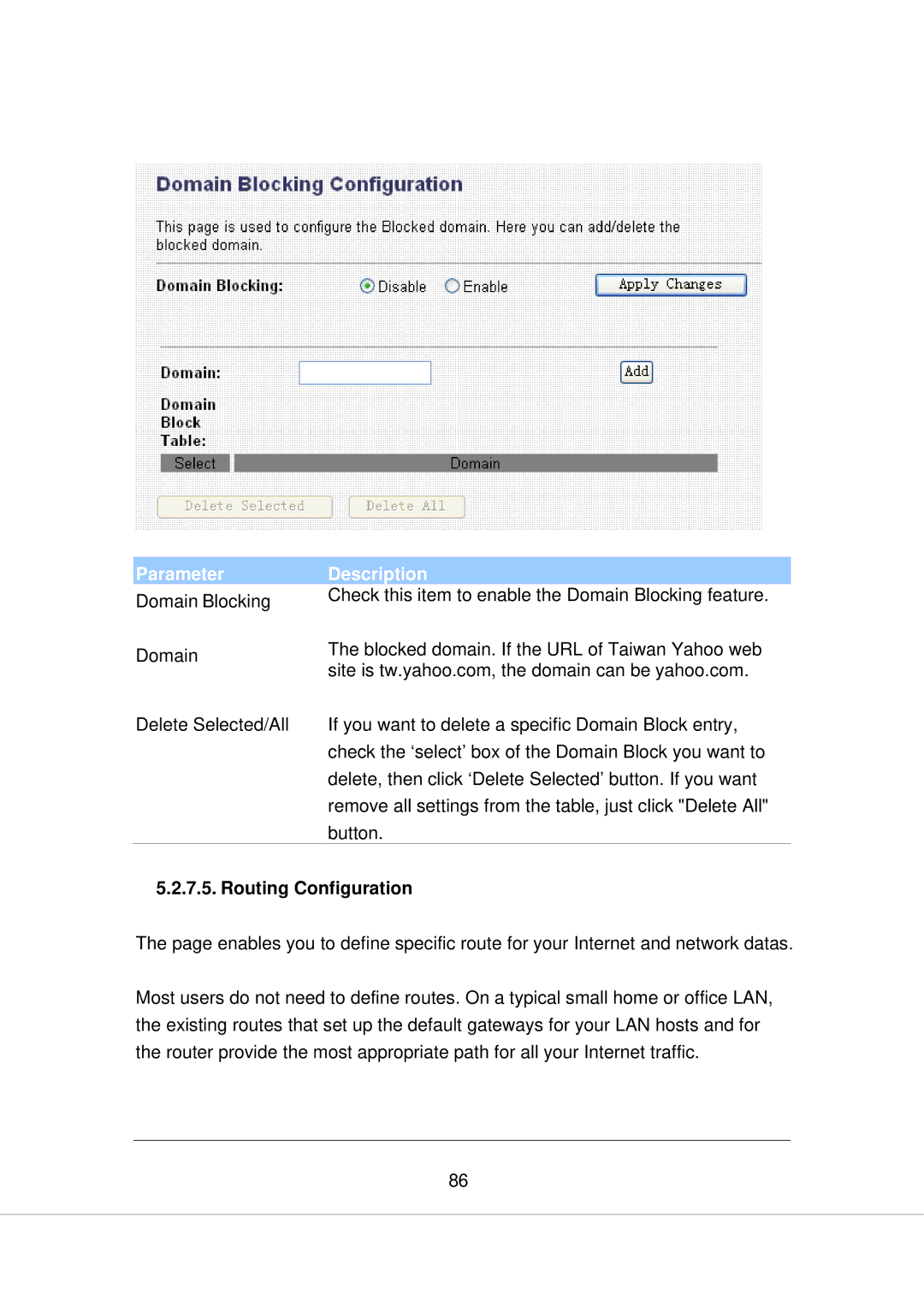 Edimax Technology AR-7266WNB, AR-7266WNA manual Routing Configuration 