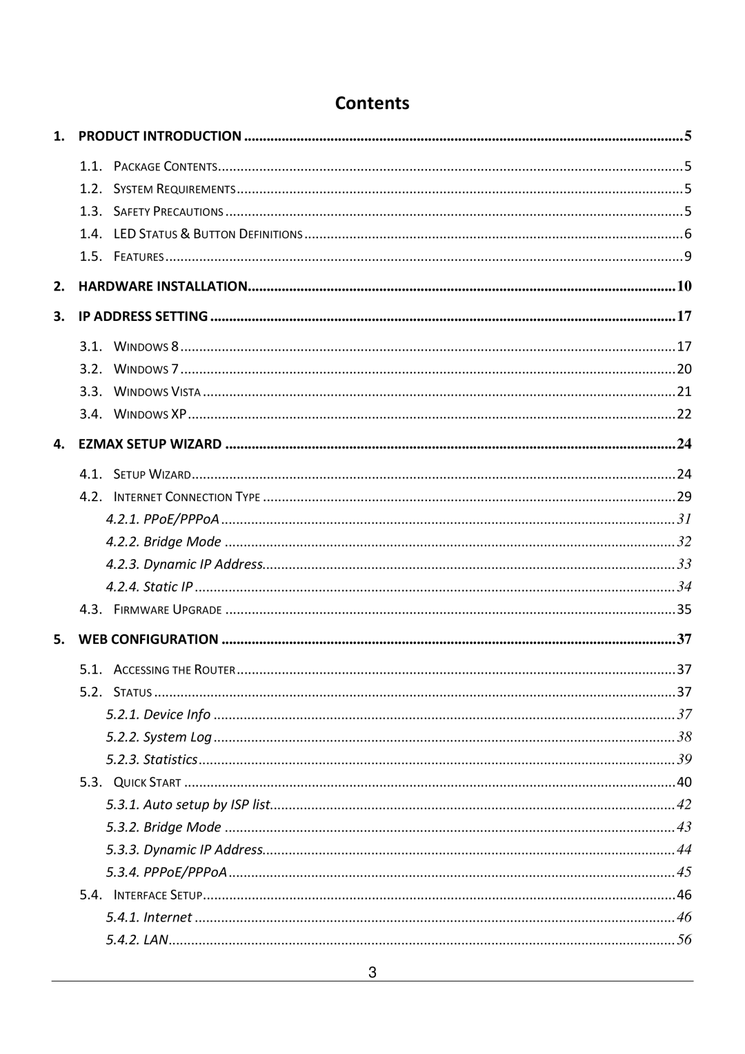 Edimax Technology AR-7286WNB user manual Contents 