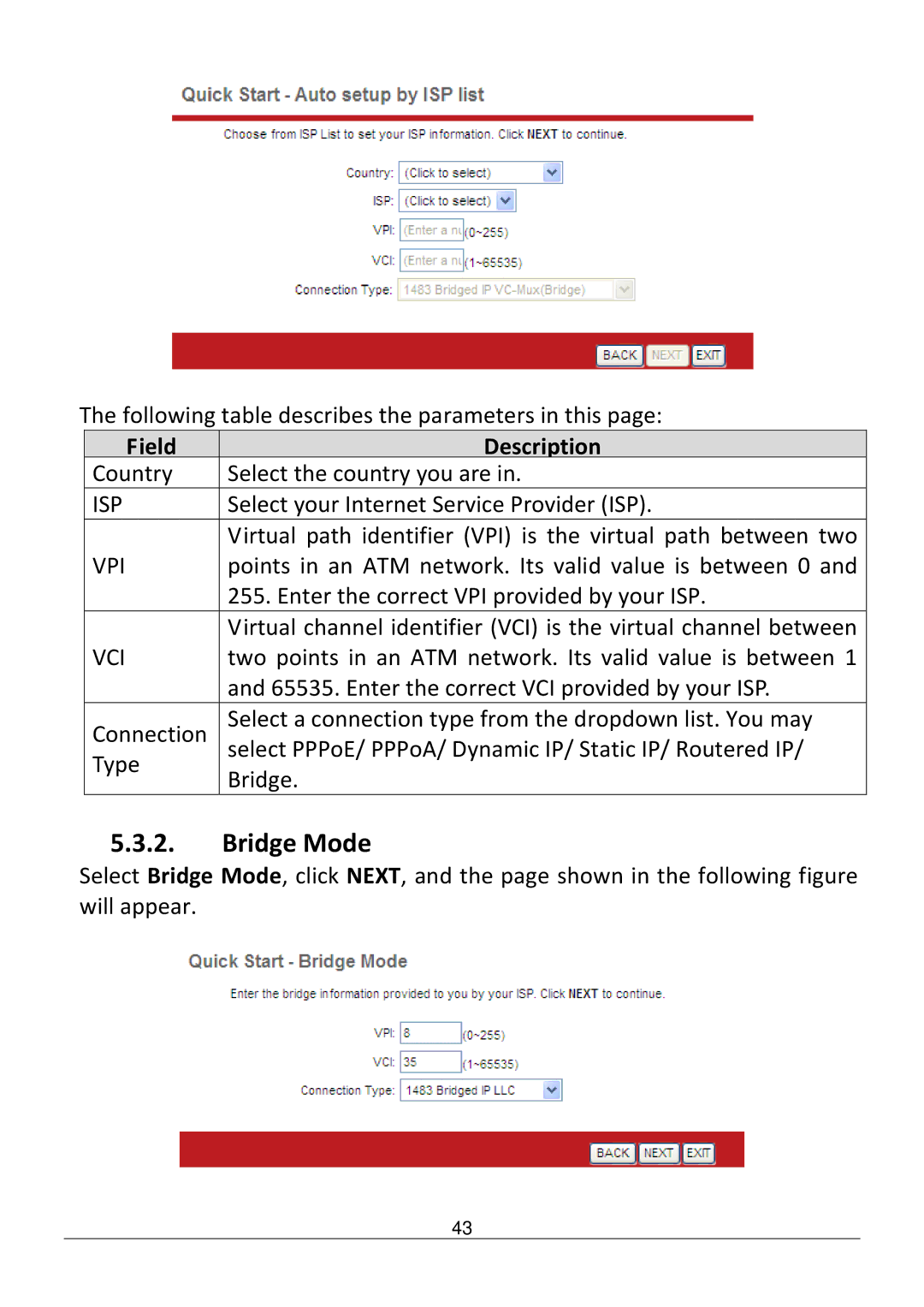 Edimax Technology AR-7286WNB user manual Field Description, Isp 