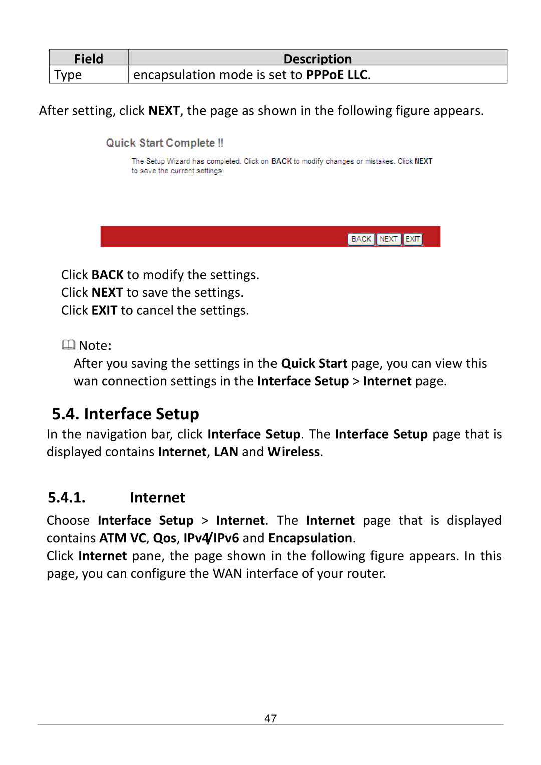 Edimax Technology AR-7286WNB user manual Interface Setup, Internet 