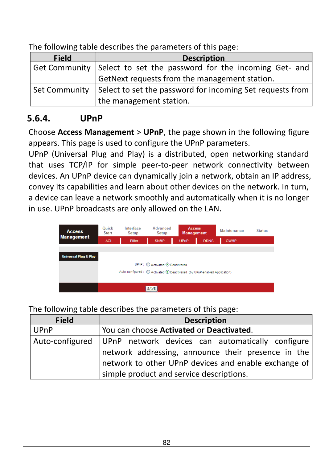 Edimax Technology AR-7286WNB user manual UPnP, You can choose Activated or Deactivated 