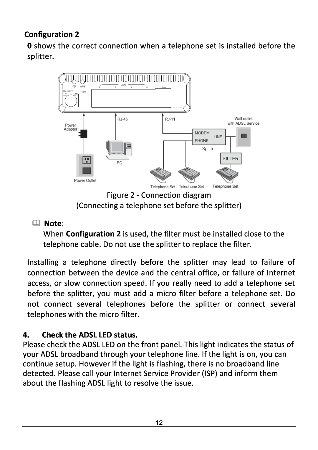 Edimax Technology AR-7286WNB user manual Check the ADSL LED status, Configuration, Connection diagram 