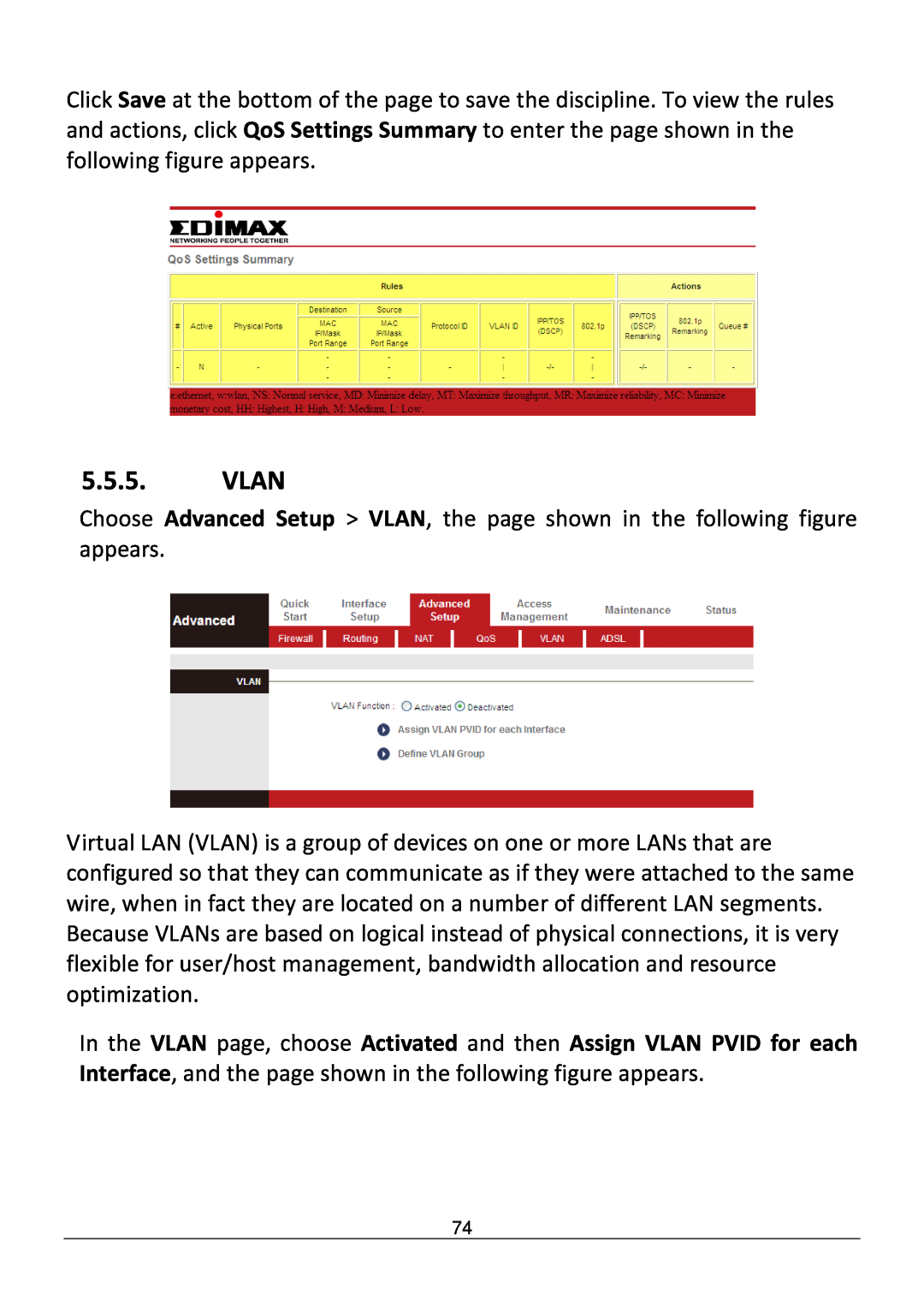 Edimax Technology AR-7286WNB user manual Vlan 