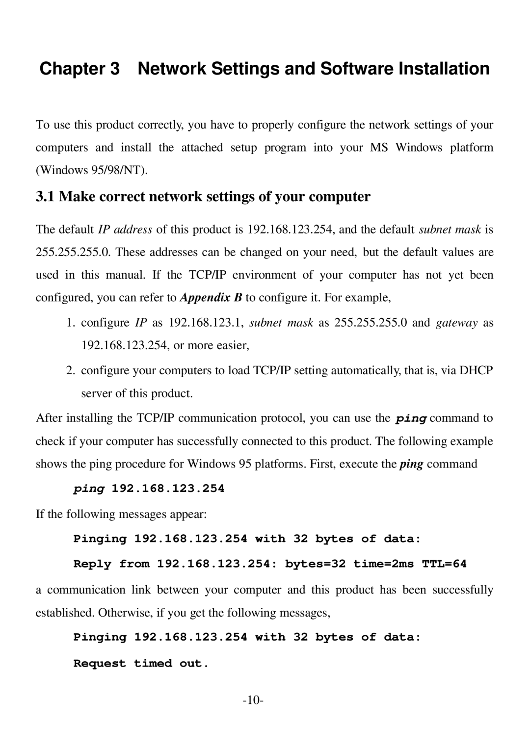 Edimax Technology BR-6004 Network Settings and Software Installation, Make correct network settings of your computer 