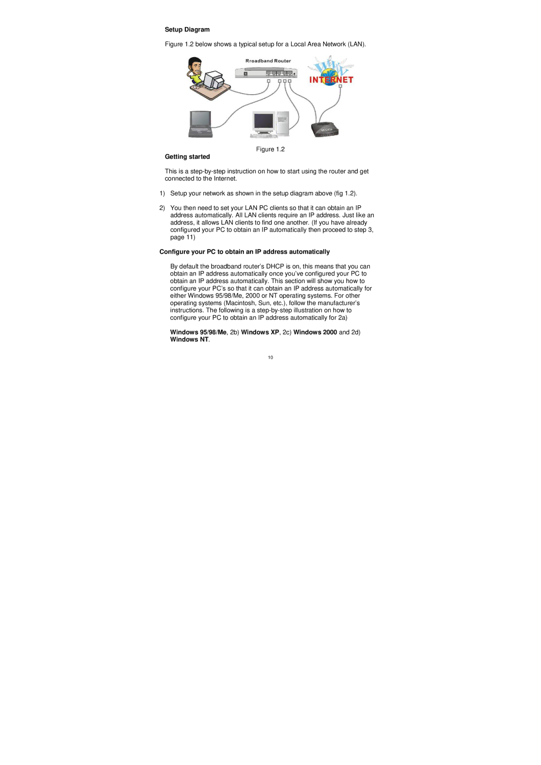 Edimax Technology BR-6204WG manual Setup Diagram, Getting started, Configure your PC to obtain an IP address automatically 