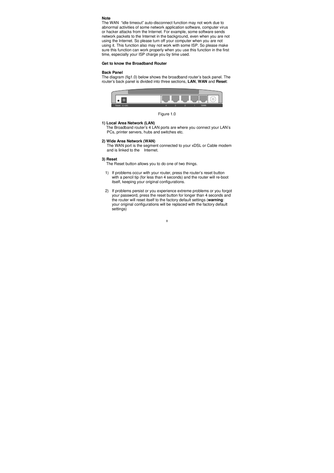 Edimax Technology BR-6204WG Get to know the Broadband Router Back Panel, Local Area Network LAN, Wide Area Network WAN 