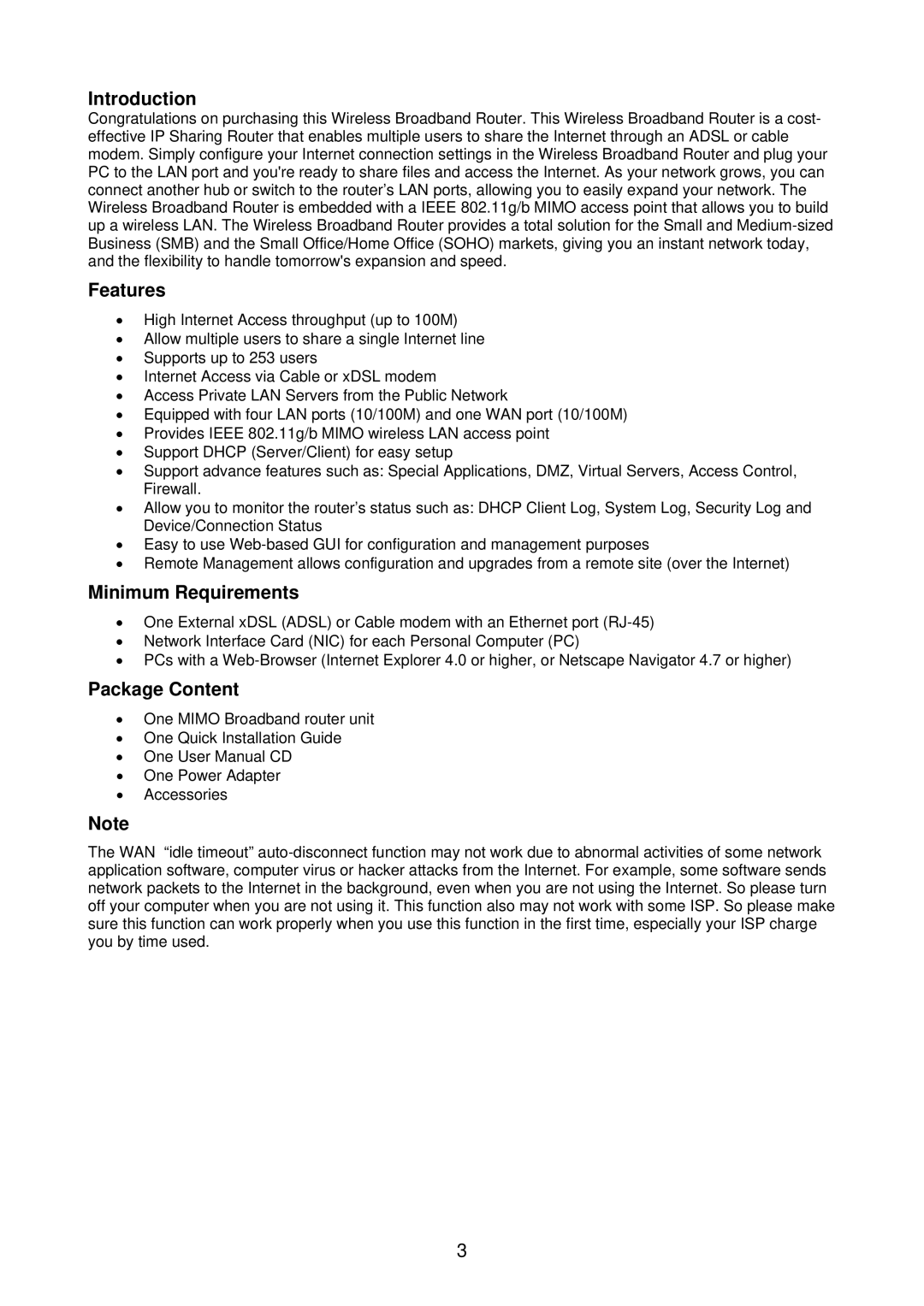 Edimax Technology BR-6218Mg user manual Introduction, Features, Minimum Requirements, Package Content 