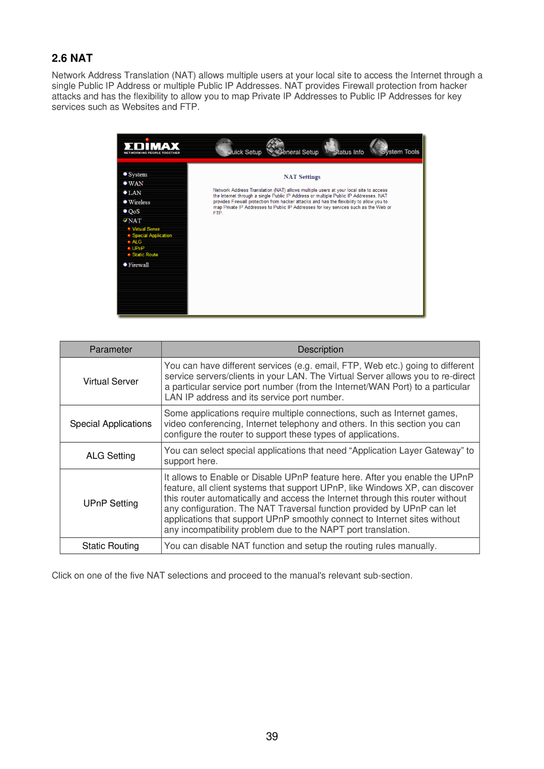 Edimax Technology BR-6218Mg user manual Nat 