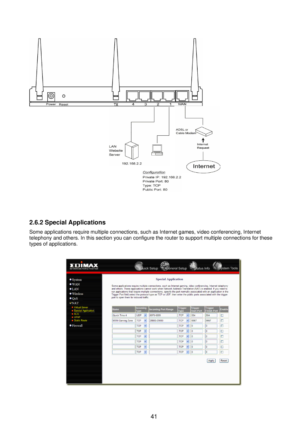 Edimax Technology BR-6218Mg user manual Special Applications 