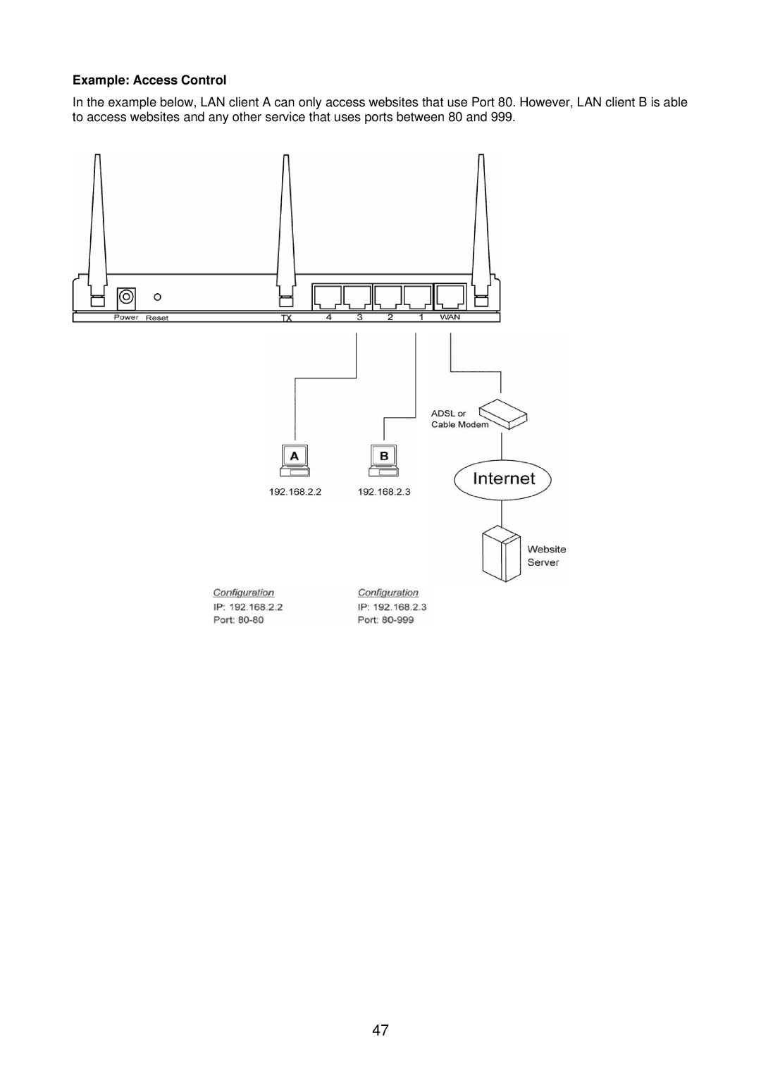 Edimax Technology BR-6218Mg user manual Example Access Control 