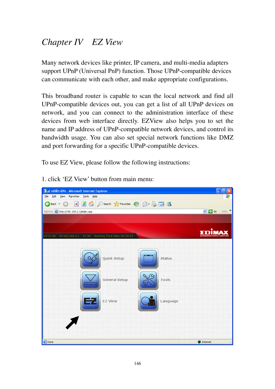 Edimax Technology BR-6225N, BR-6226N manual Chapter IV EZ View 