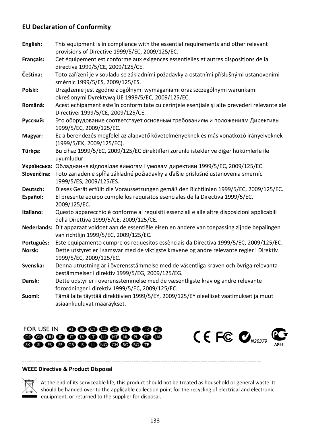 Edimax Technology BR-6228NC V2 manual EU Declaration of Conformity 