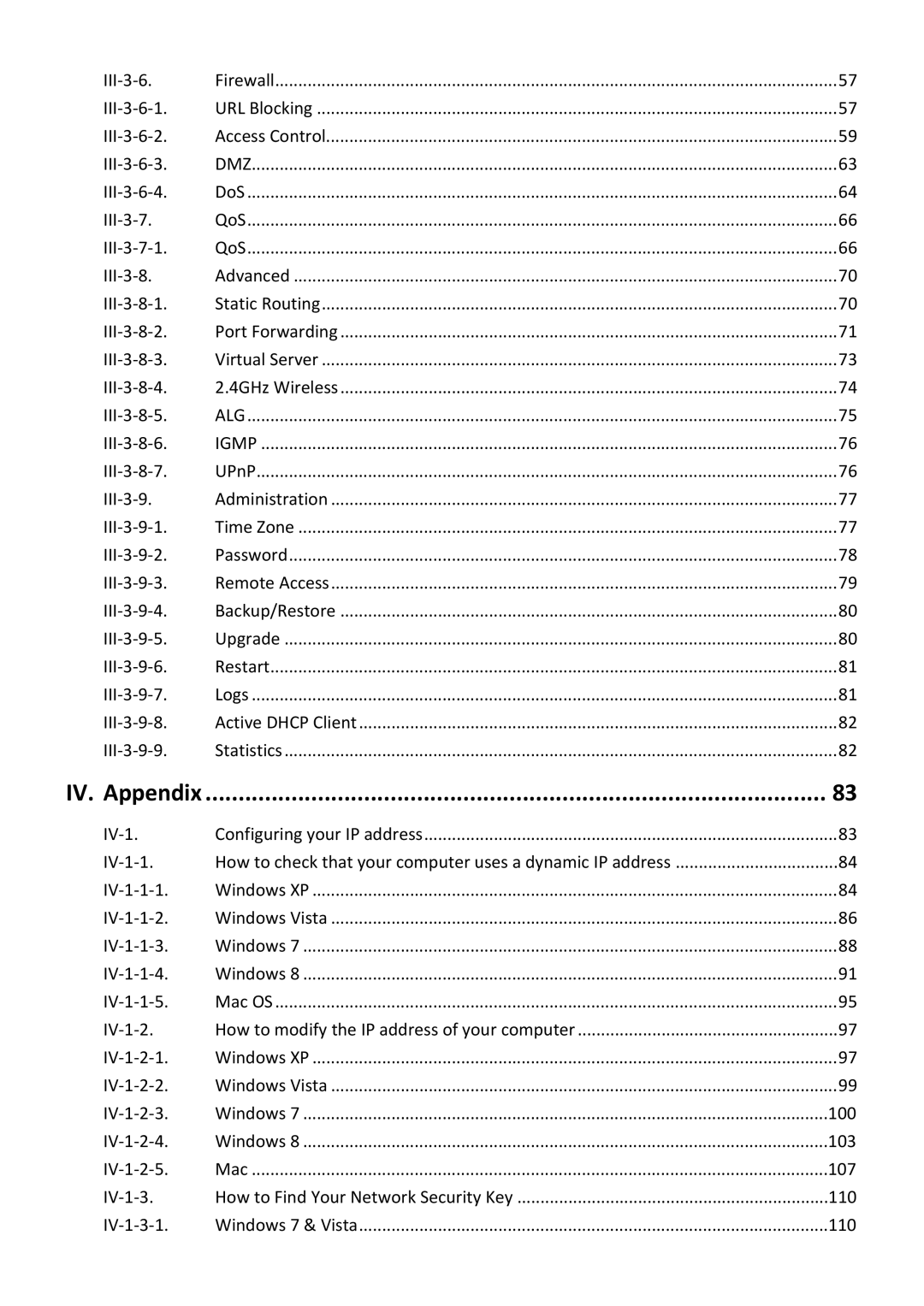 Edimax Technology BR-6228NC V2 manual IV. Appendix 