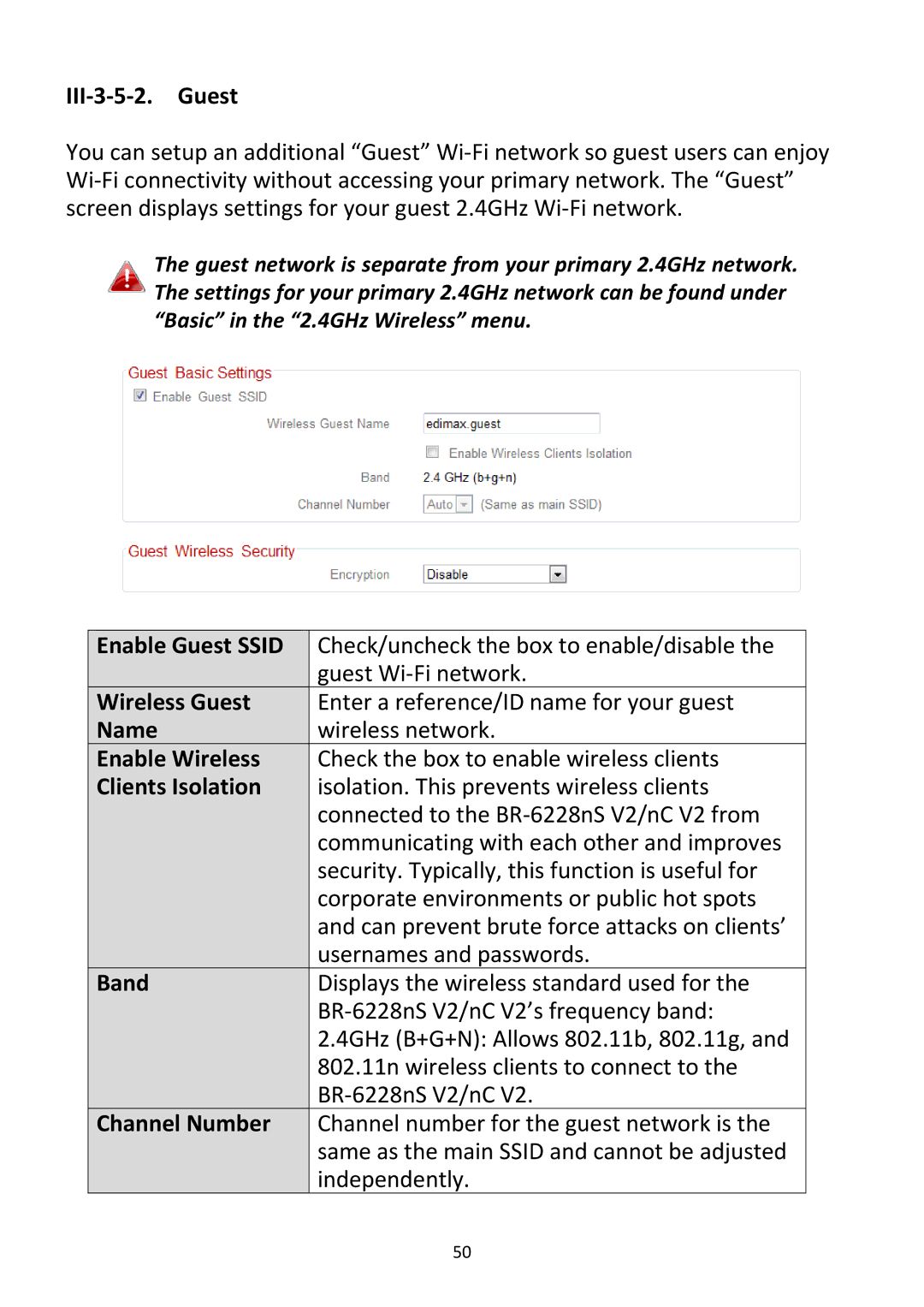 Edimax Technology BR-6228NC V2 manual III‐3‐5‐2. Guest, Enable Guest Ssid, Wireless Guest, Name, Enable Wireless 