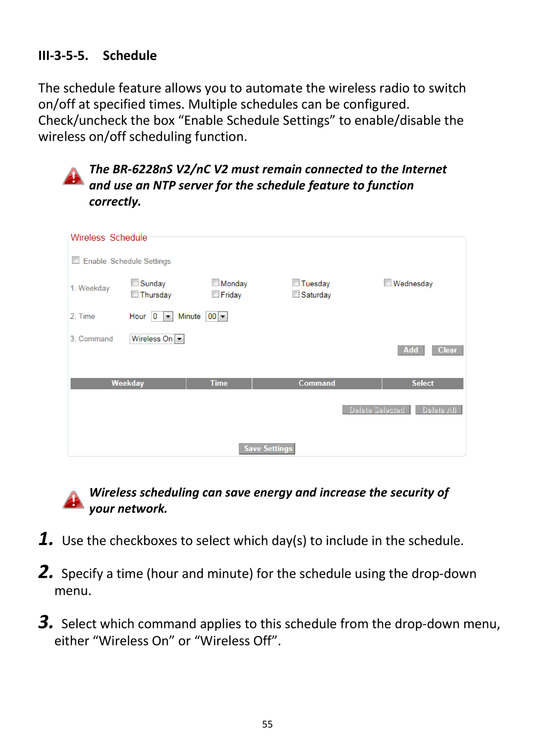 Edimax Technology BR-6228NC V2 manual III‐3‐5‐5. Schedule 