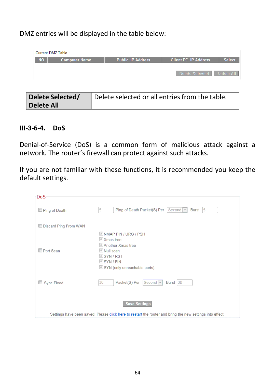 Edimax Technology BR-6228NC V2 manual III‐3‐6‐4. DoS 