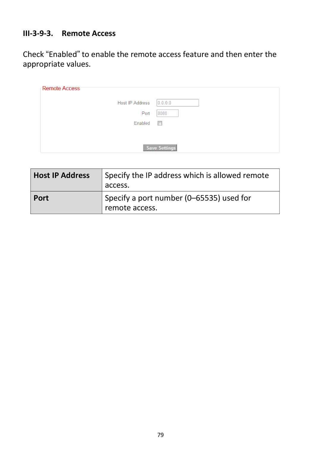 Edimax Technology BR-6228NC V2 manual III‐3‐9‐3. Remote Access, Host IP Address, Port 