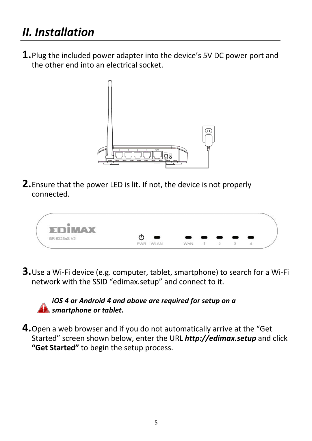 Edimax Technology BR-6228NC V2 manual II. Installation 