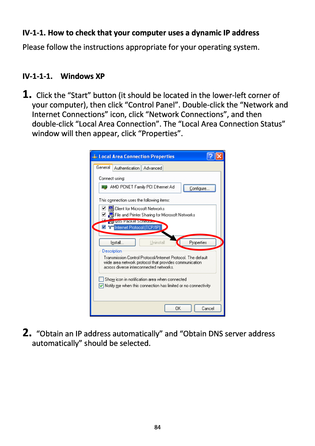 Edimax Technology BR-6228NC V2 IV‐1‐1. How to check that your computer uses a dynamic IP address, IV‐1‐1‐1. Windows XP 