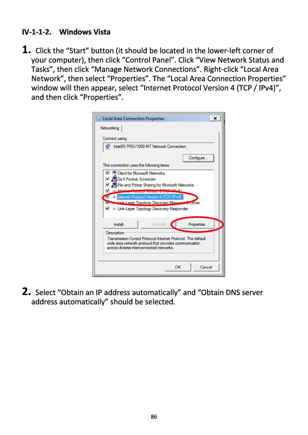 Edimax Technology BR-6228NC V2 manual IV‐1‐1‐2. Windows Vista 