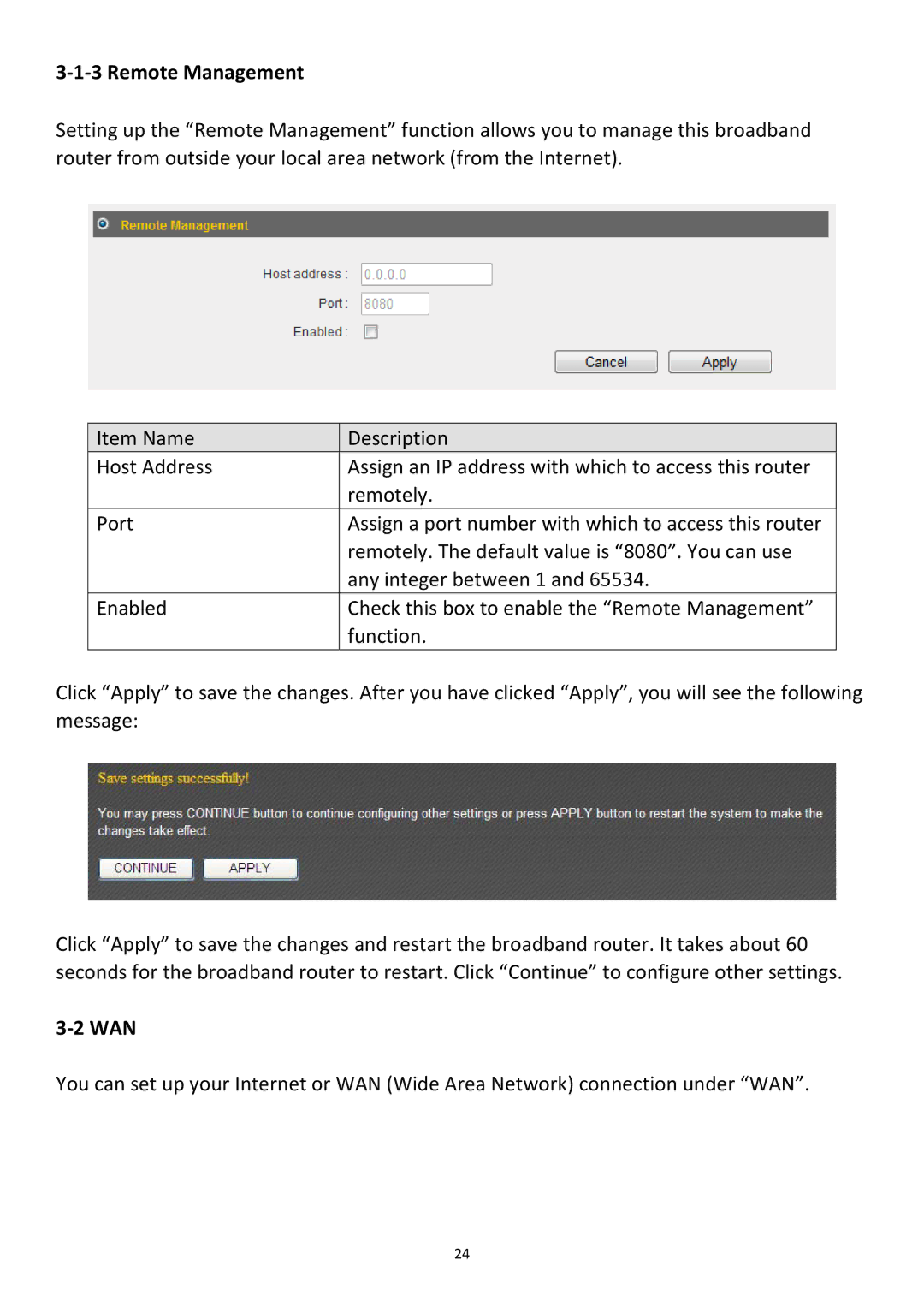 Edimax Technology BR-6478Gn user manual ‐1‐3 Remote Management, ‐2 WAN 