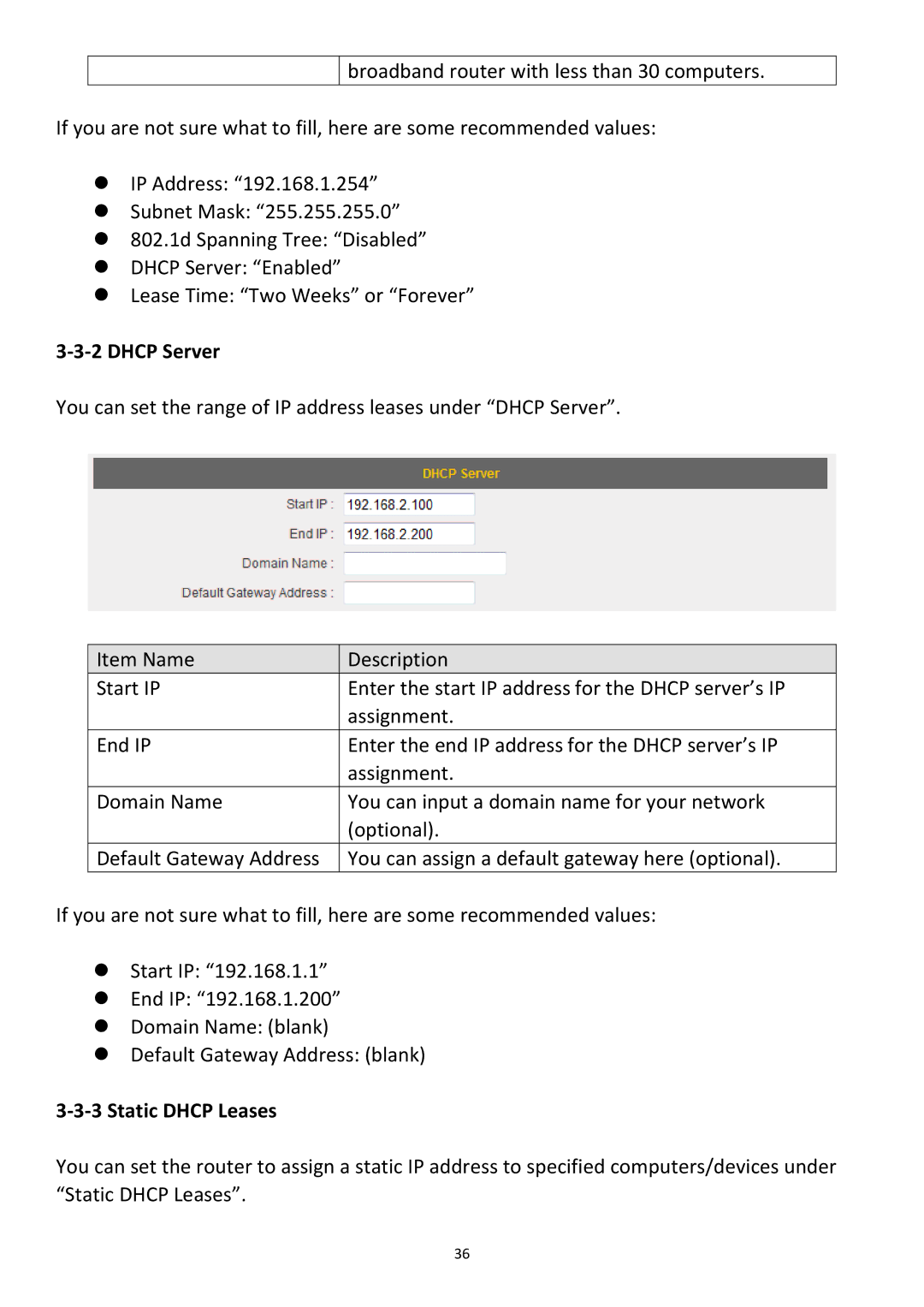 Edimax Technology BR-6478Gn user manual ‐3‐2 Dhcp Server, ‐3‐3 Static Dhcp Leases 