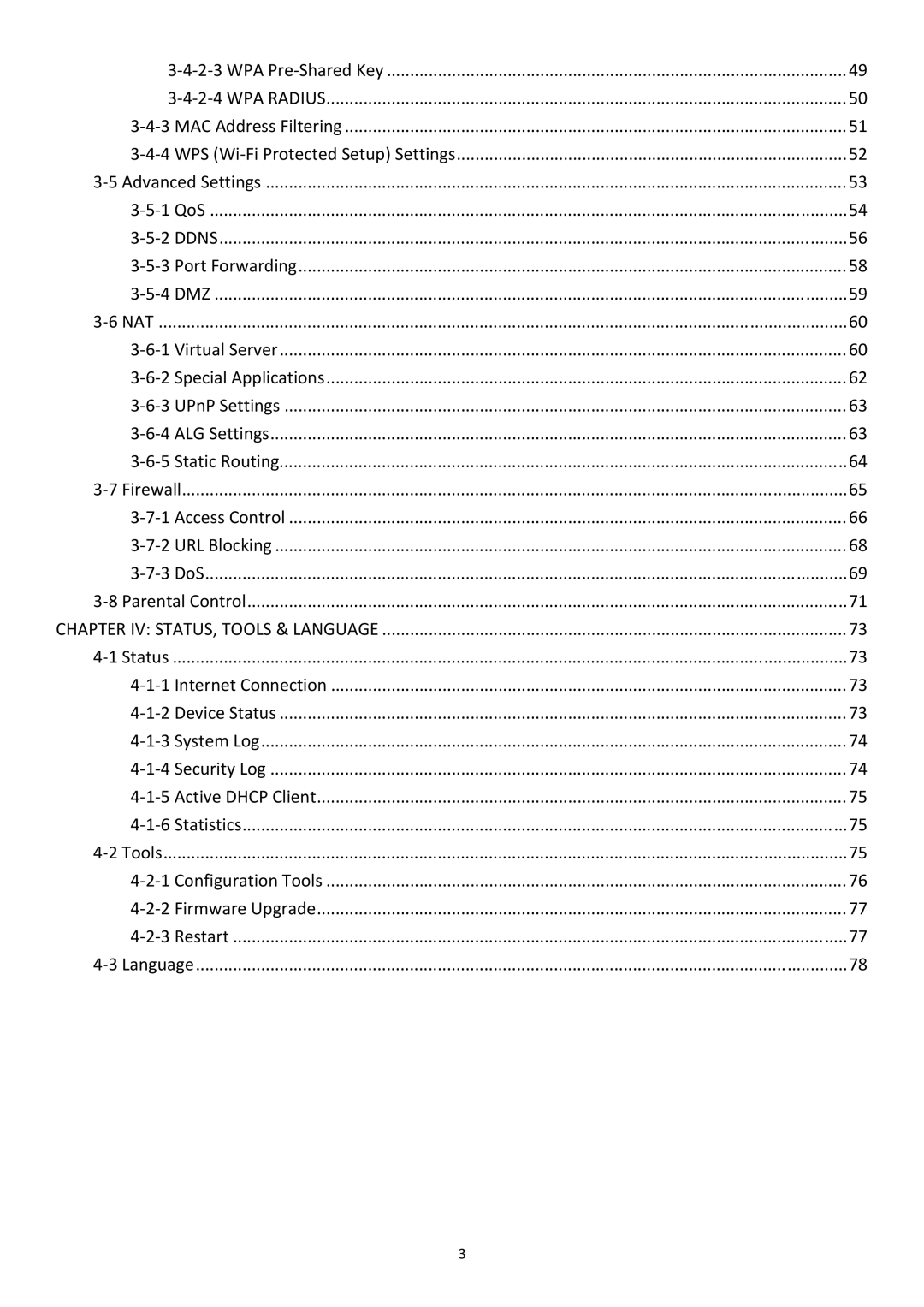 Edimax Technology BR-6478Gn user manual Chapter IV STATUS, Tools & Language 