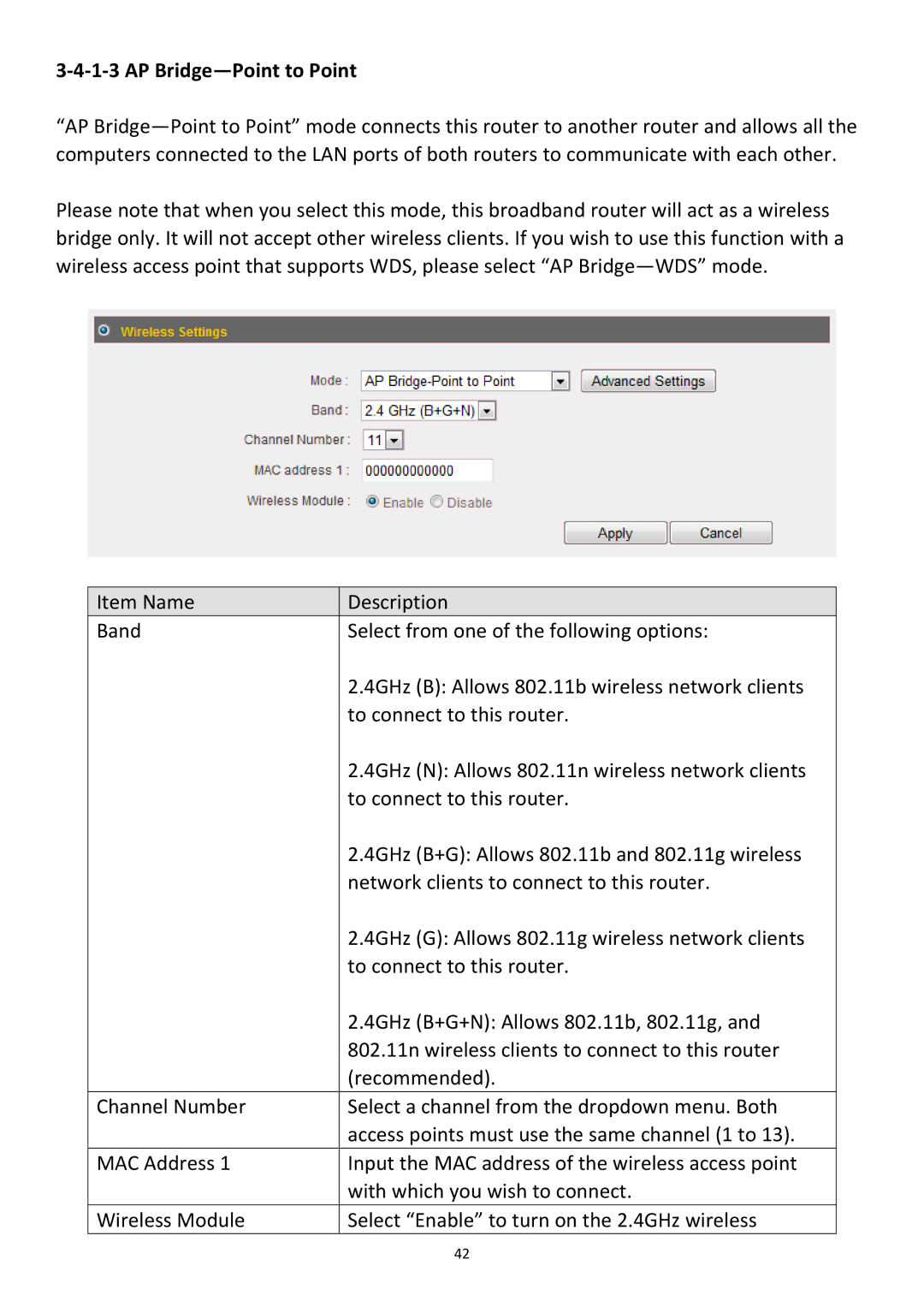 Edimax Technology BR-6478Gn user manual ‐4‐1‐3 AP Bridge-Point to Point 