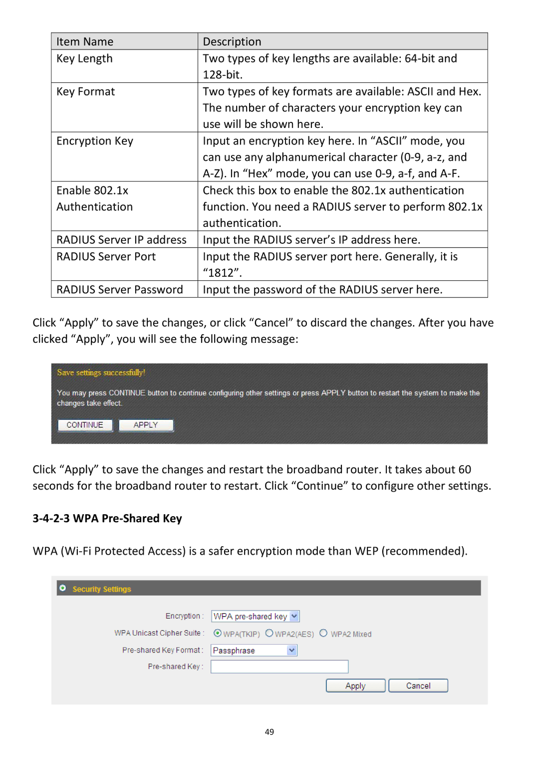 Edimax Technology BR-6478Gn user manual ‐4‐2‐3 WPA Pre‐Shared Key 