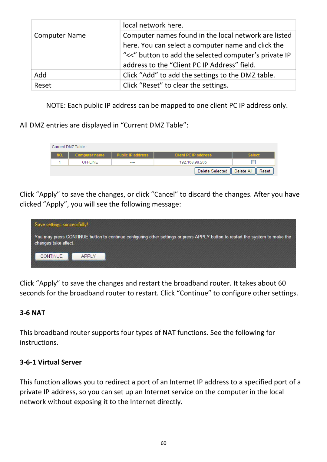 Edimax Technology BR-6478Gn user manual ‐6 NAT, ‐6‐1 Virtual Server 