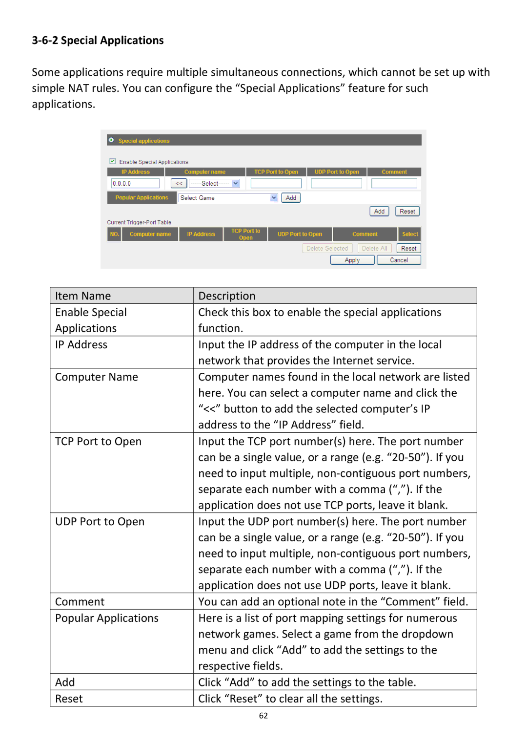 Edimax Technology BR-6478Gn user manual ‐6‐2 Special Applications 