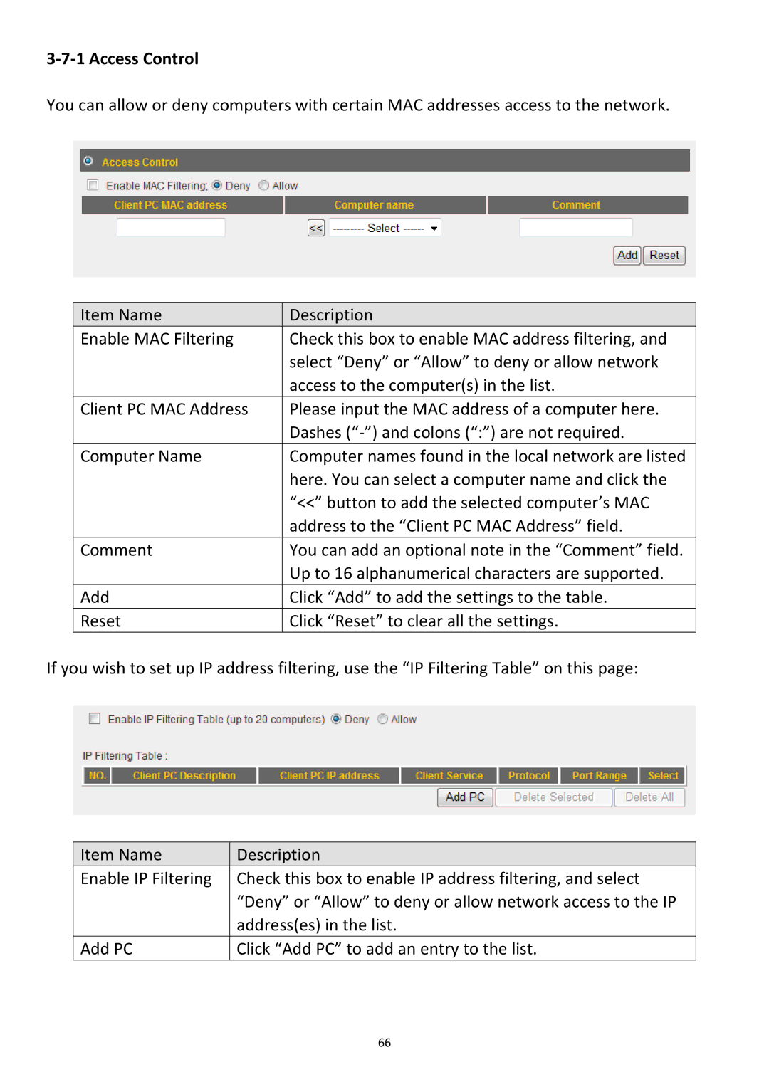 Edimax Technology BR-6478Gn user manual ‐7‐1 Access Control 