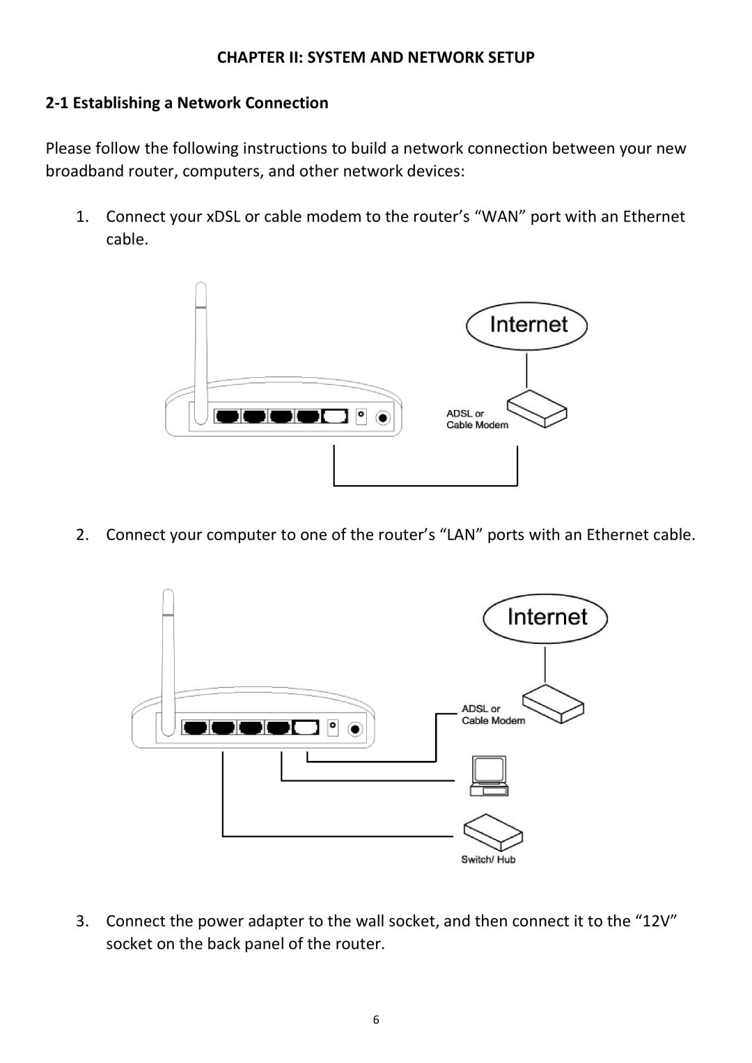 Edimax Technology BR-6478Gn user manual Chapter II System and Network Setup, ‐1 Establishing a Network Connection 