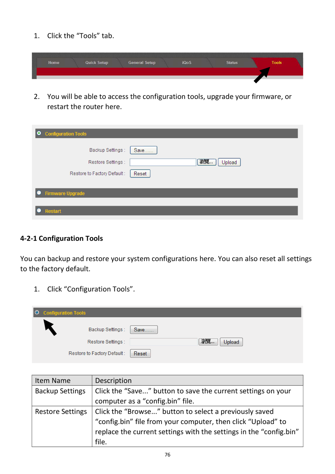 Edimax Technology BR-6478Gn user manual ‐2‐1 Configuration Tools 