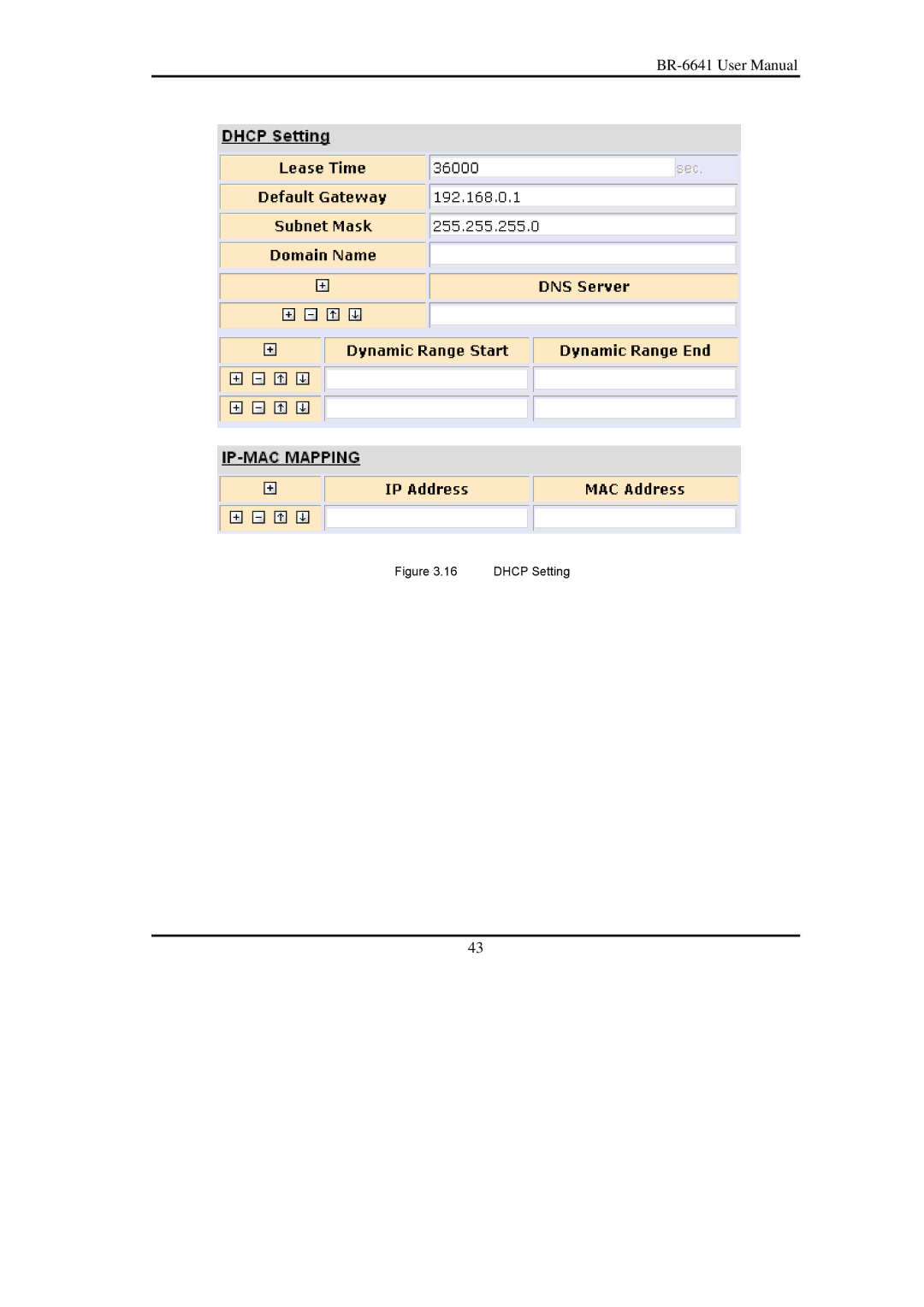 Edimax Technology BR-6641 user manual Dhcp Setting 