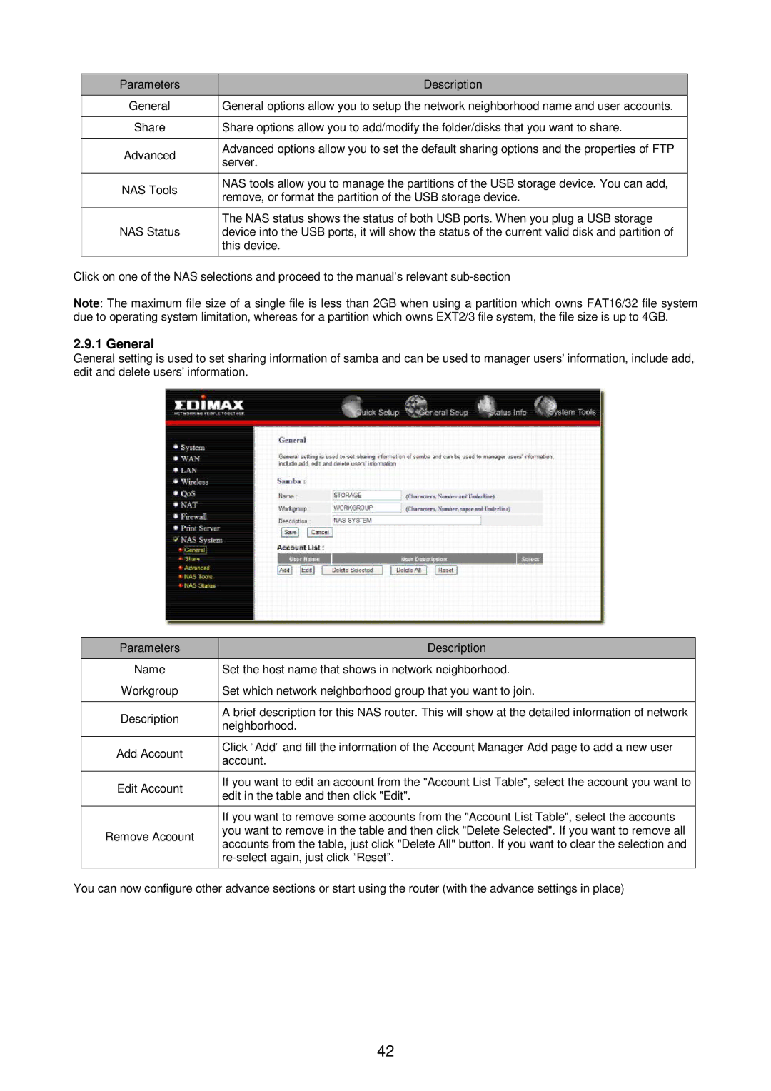 Edimax Technology Broadband Router manual General, Set the host name that shows in network neighborhood, Neighborhood 