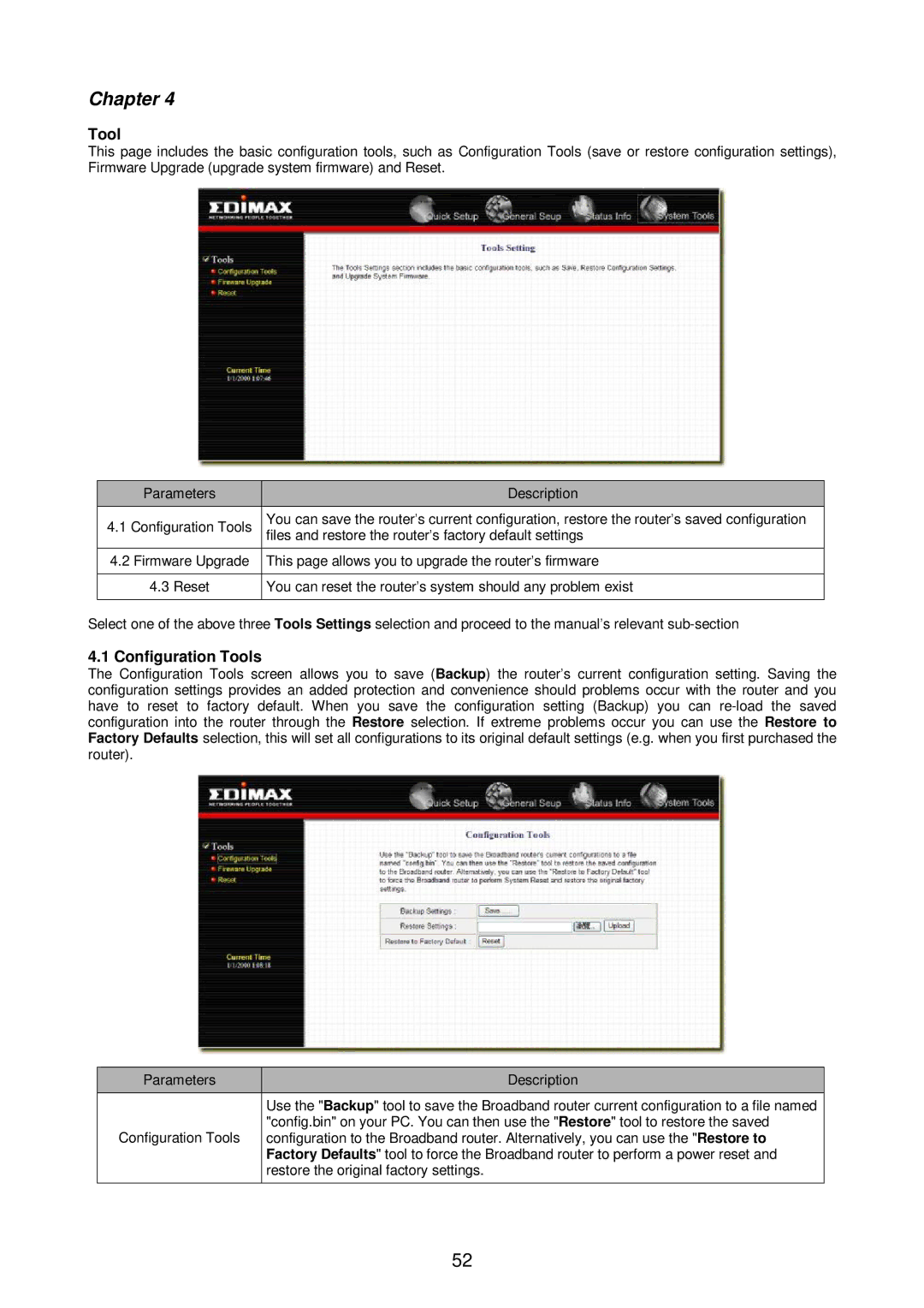 Edimax Technology Broadband Router manual Configuration Tools 