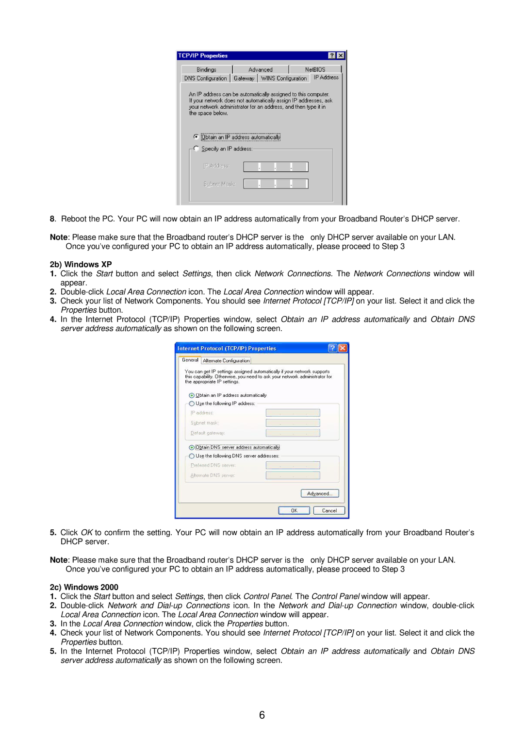 Edimax Technology Broadband Router manual 2b Windows XP, 2c Windows 