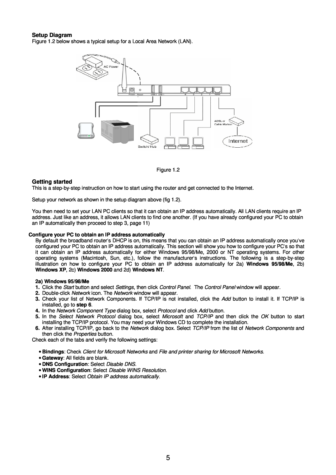 Edimax Technology Broadband Router Setup Diagram, Getting started, Configure your PC to obtain an IP address automatically 