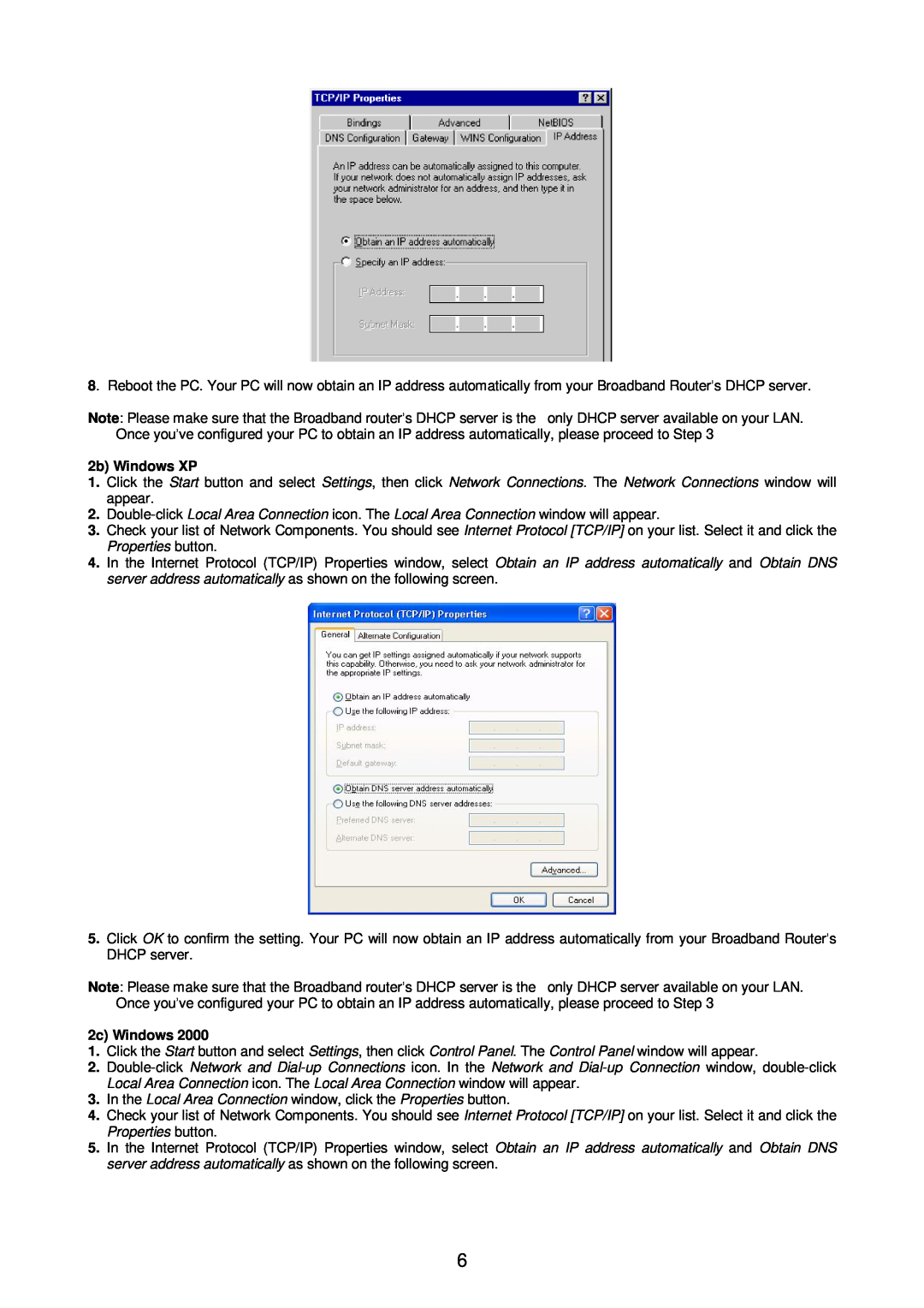 Edimax Technology Broadband Router manual 2b Windows XP, 2c Windows 
