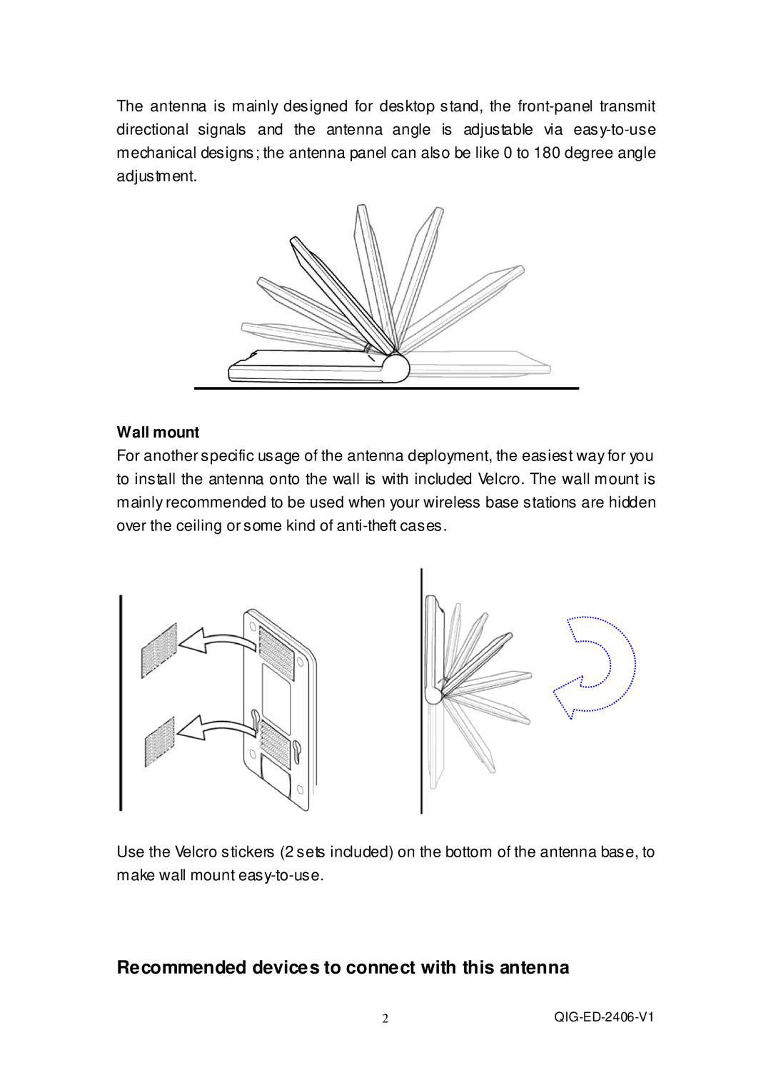 Edimax Technology EA-ID6D manual Recommended devices to connect with this antenna, Wall mount 