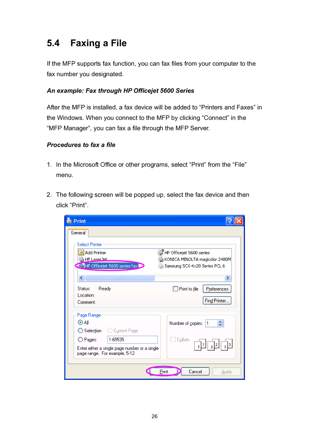 Edimax Technology EDIMAX FAST ETHERNET MFP SERVER VERSION: 2.0 user manual Faxing a File 