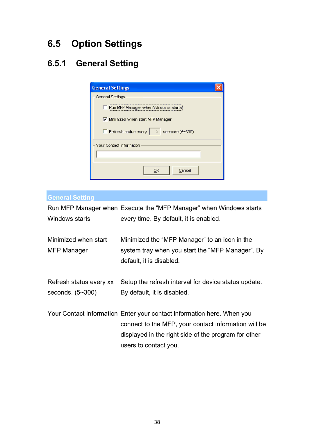 Edimax Technology EDIMAX FAST ETHERNET MFP SERVER VERSION: 2.0 user manual Option Settings, General Setting 